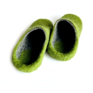 Barefoot wool men's slide slippers Green Gray with/without Sustainable rubber soles Pick your colors House warming gifts for Dad image 10