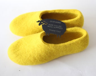 Room Organic wool slippers custom color, Mens wool lined slippers, Yellow Banana Gifts for Christmas - Pick your 30 colors