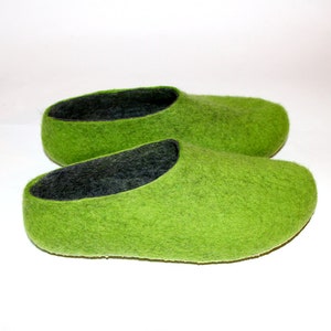 Spring Green Gray Woolen slippers, Warm gift for Mom Color custom slippers image 4