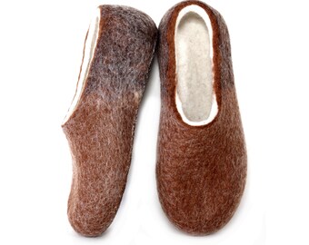 Decorative swirling woolly slippers, Marble winter home shoes Brown boil - Cold Feet Christmas gift Dad -  Pick your 34 colors