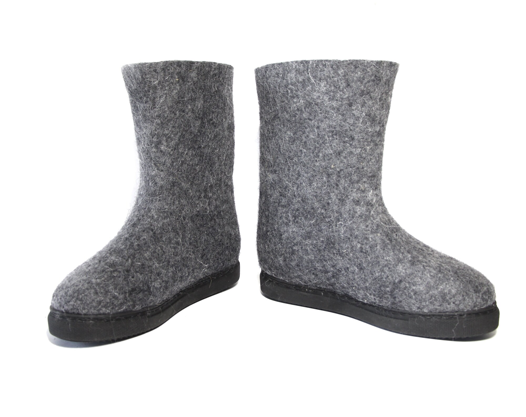 Felt Wool Outdoor Slipper Boots Charcoal Gray Platform Boots Etsy