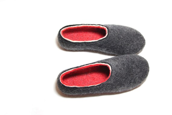 black and red slippers