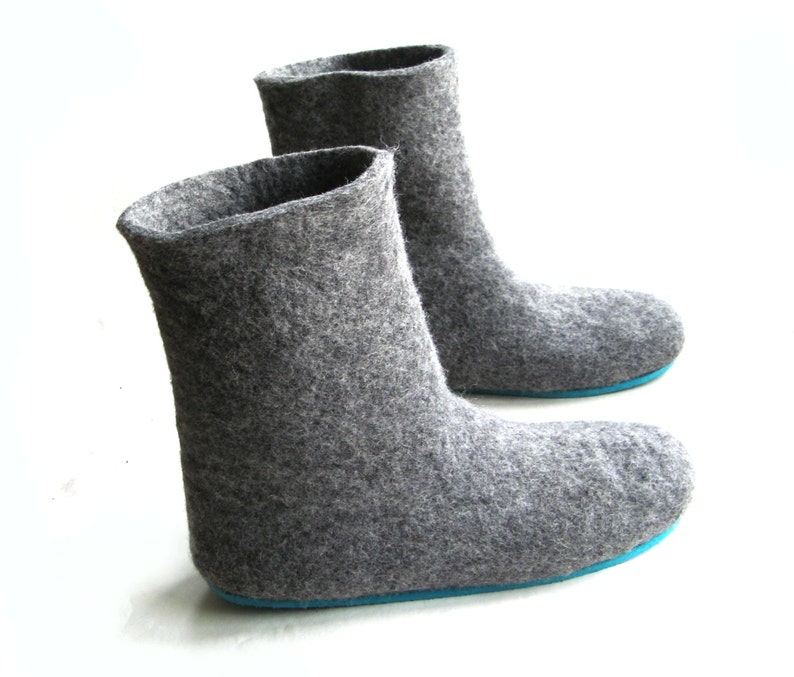 Felt Wool Womens Winter Boots Gray Tall Felted Boots for Etsy