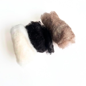 Undyed Tyrolean Wool for Wet Felting, Natural Bergschaf Wool in White, Black, or Dark Beige Fast Felting Wool for Slippers, Crafts Fiber Art