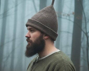 Medieval Wool Hat Halloween, Viking Cosplay Hat Men Women, Felted Renaissance Fair Cap, Organic Wool Costume Headwear, Handmade Gift