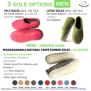 Winter Woods Mens felt slipper Shoes with non slip rubber soles for outdoors custom 37 wool organic colors image 7