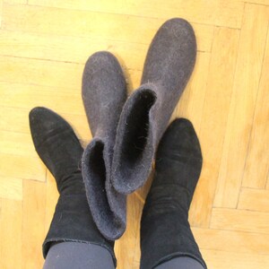 All season warm feet Felted boots, Black wool boots, Pull On Moccasin boots women, Winter Summer Outdoor Indoors, CUSTOM 7 ECO Wool Colors image 10