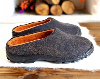 Aardende slippers voor mannen, handgemaakte vilten wollen klompen, comfortabele binnenschoenen, wellnesscadeau voor echtgenoot of vader