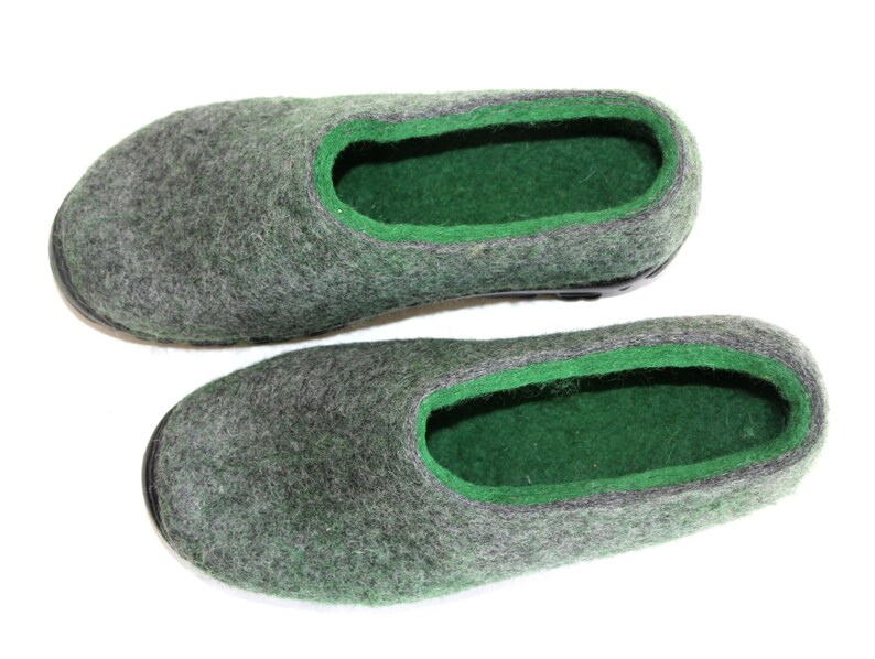 Winter Woods Mens felt slipper Shoes with non slip rubber soles for outdoors custom 37 wool organic colors image 3