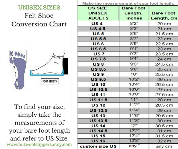 House Shoe Size Chart