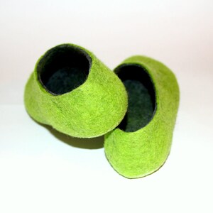 Spring Green Gray Woolen slippers, Warm gift for Mom Color custom slippers image 3
