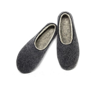 House shoes men wool Charcoal, Cold feet Warm Christmas loungewear Gifts for him Customize 7 wool colorways image 2