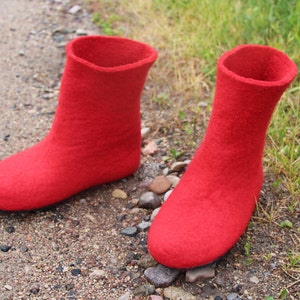 Wool Bootie Slipper Ruby Red Amazonian Crepe Soles Rubber non slippery customize 30 colors image 3