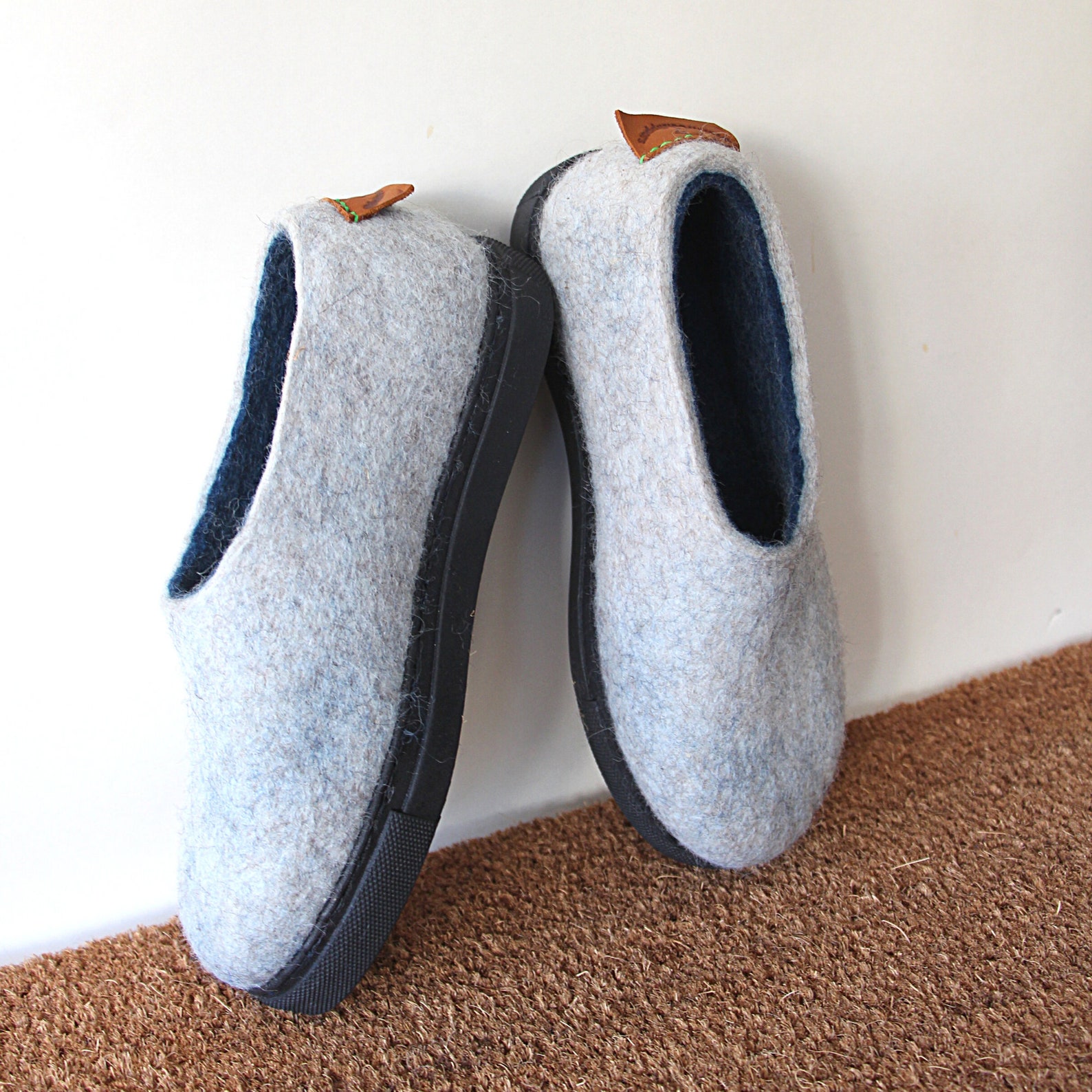 Handmade Felt Shoes Women Beige Ocean Depths Organic Wool Etsy