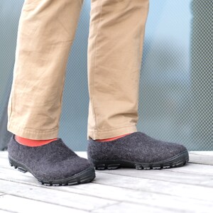 Winter Woods Mens felt slipper Shoes with non slip rubber soles for outdoors custom 37 wool organic colors image 10