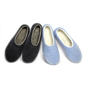 House shoes men wool Charcoal, Cold feet Warm Christmas loungewear Gifts for him Customize 7 wool colorways image 9