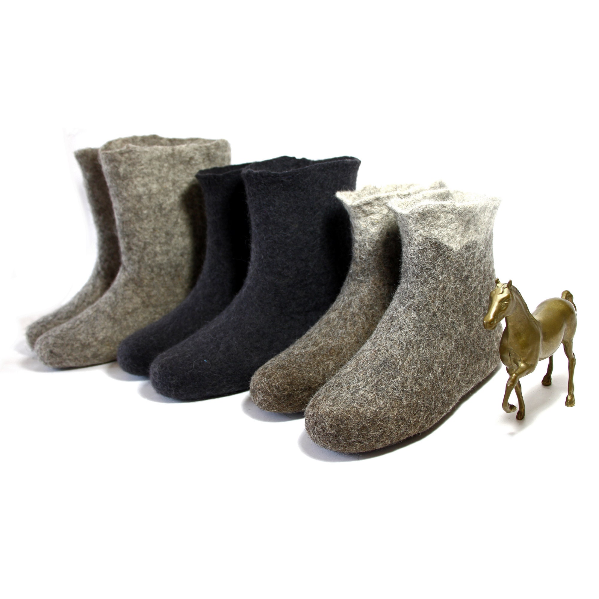 Felt Womens Snow Boots Organic Wool Beige Gray Felted Boots Etsy