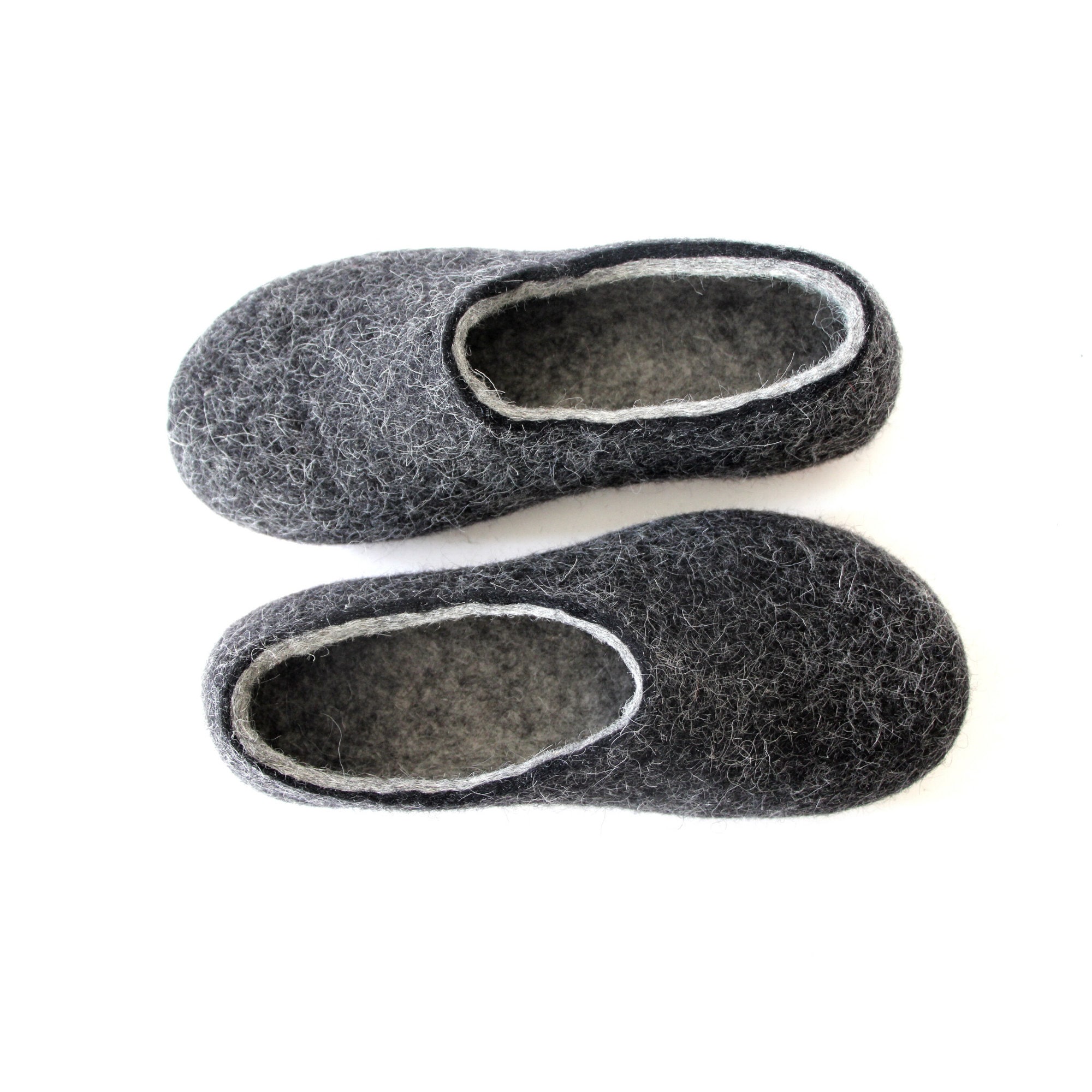 Lightweight Mens Organic Slippers Boiled Wool Slippers Gray Etsy UK