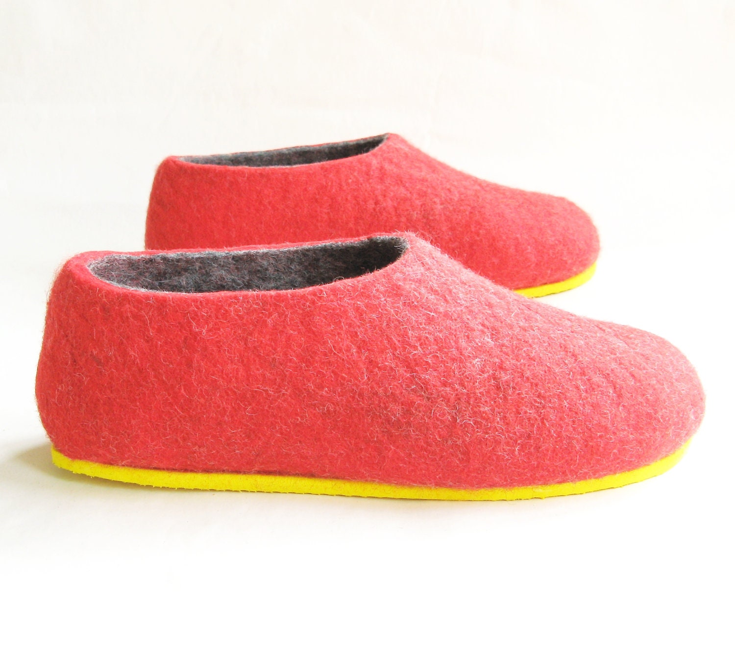 Red Wool Women House Shoes Eco Slippers Comfy Boiled Wool Etsy