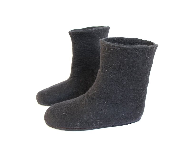 All season warm feet Felted boots, Black wool boots, Pull On Moccasin boots women, Winter Summer Outdoor Indoors, CUSTOM 7 ECO Wool Colors image 1