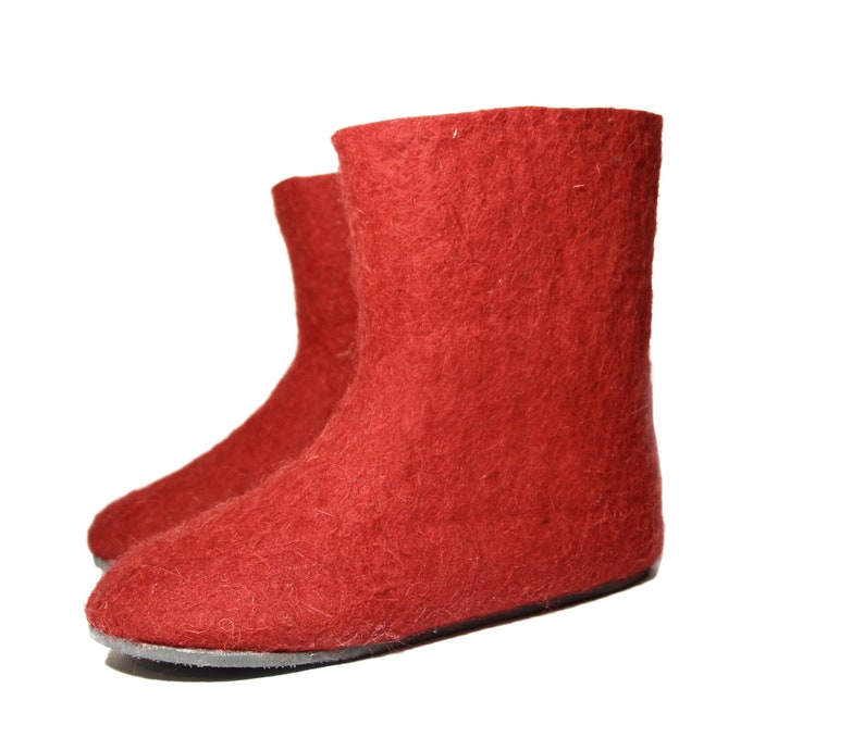 Wool Bootie Slipper Ruby Red Amazonian Crepe Soles Rubber non slippery customize 30 colors image 2