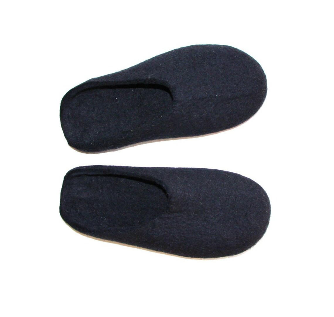 Wool Clogs Black Men Slip on Boiled Wool Slippers Felt - Etsy