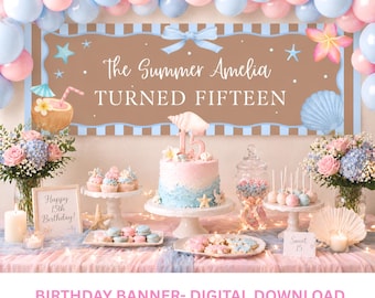 Summer I Turned Pretty Banner Template, TSITP, Editable Canva Birthday  Decor,  party Banner,  Instant Download
