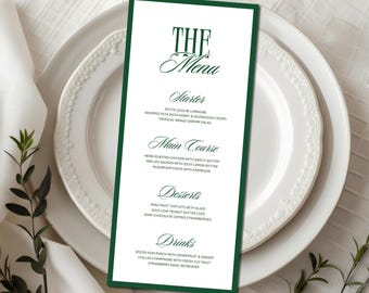 Elegant Old Money Wedding Menu Template, Formal Dinner Menu, Classic Editable Menu, Canva Template, Printable Reception Menu