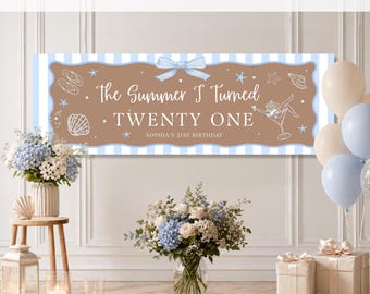 Summer I Turned 21 Banner Template, TSITP, Editable Canva Birthday  Decor,  party Banner,  Canva editable