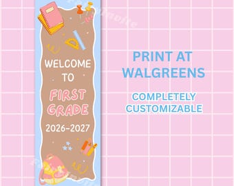 Welcome School Banner, Editable Classroom Door Decor, Back to School Welcome Sign, Canva Template