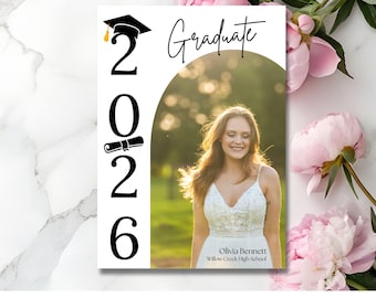 Graduation Invites with Photos | Double-Sided Graduation Party Invite | Custom Graduation Invitation | Editable Template Canva
