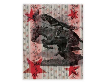 Rose Textile with Horse Charging
