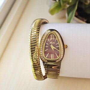 Luxury Women's Gold Snake Watch – Serpent Bracelet Watch, Vintage Style, Elegant Gift for Her, Mother's Day Jewelry Watch