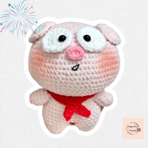 Big-Head Piggy Crochet Keychain – Handmade Amigurumi Cute Pig Bag Charm – Soft Plush Animal Keyring Gift Idea