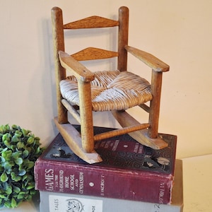 Miniature Wooden Vintage Chair, Doll, Collectible