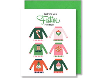 Christmas Card Festive Sweater Holiday Greeting Card