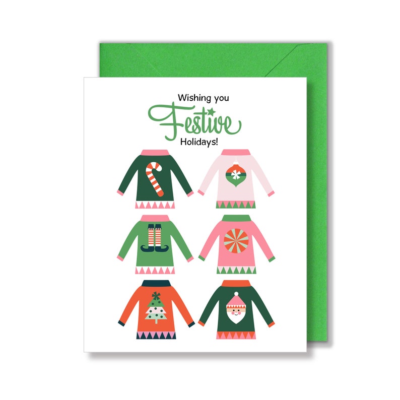 Christmas sweater greeting card by Gigglemugg