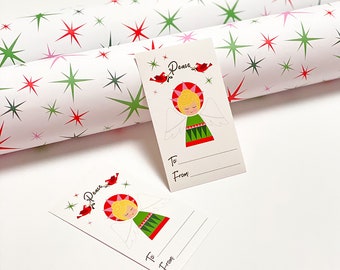 Christmas Gift Tags Angels Holiday Sticker tags Set of 10