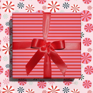 Cute Turquoise Pink Christmas Wrapping Paper Thick Gift Wrap Light