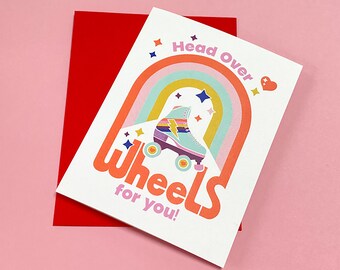 80s Roller Skate Love Card  for Anniversary or Valentine's Day