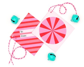 Christmas Gift Tags Holiday Peppermint Tags Set of 10