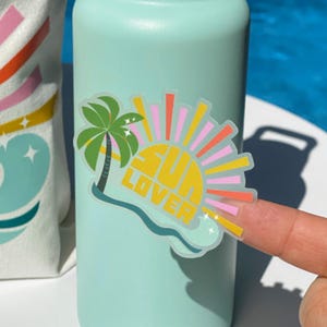 Sun Lover Vinyl Sticker: Tropical Palm Tree Beach Decal