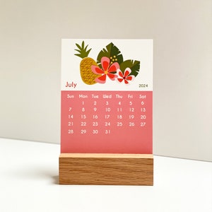 2024 Floral desk calendar with wood stand by Gigglemugg