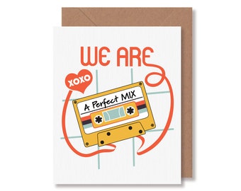 80s anniversary card with love mix cassette tape illustration