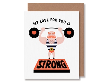 Love Card for Valentine's Day or Anniversary Card for Weightlifter or Fitness Enthusiast