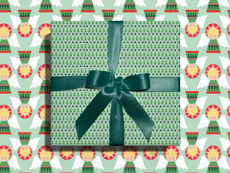 Christmas Wrapping Paper Holiday Gift Wrap Modern Geometric Wrapping Paper Gift Wrap Sheets Green image 4
