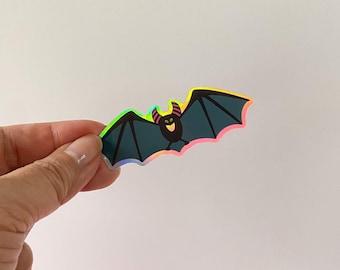 Holographic Bat Sticker | Gothic Halloween Sticker for Water Bottles, Laptops & Journals