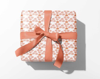 Floral gift wrap sheets petite peach flower print wrapping paper