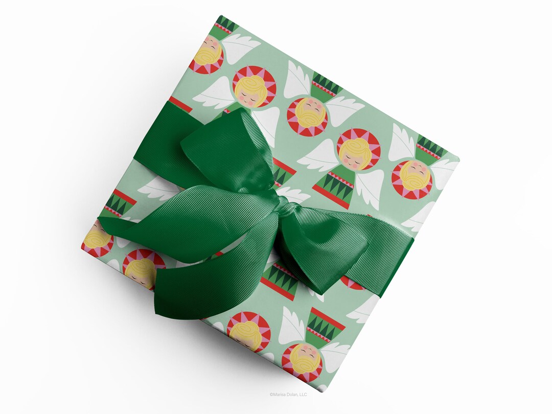 Green Angel Wrapping Paper | Christmas Gift Wrap - Set of 3 - Etsy
