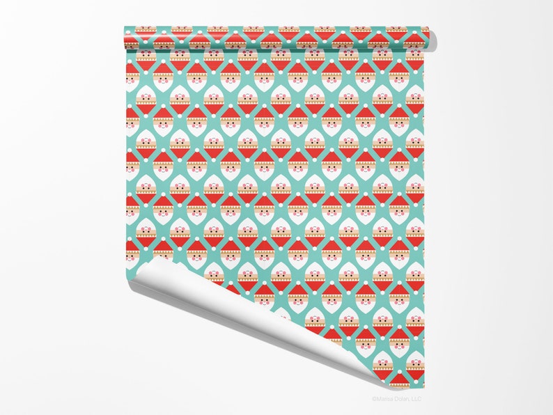 Modern, geometric Christmas Santa wrapping paper by Gigglemugg